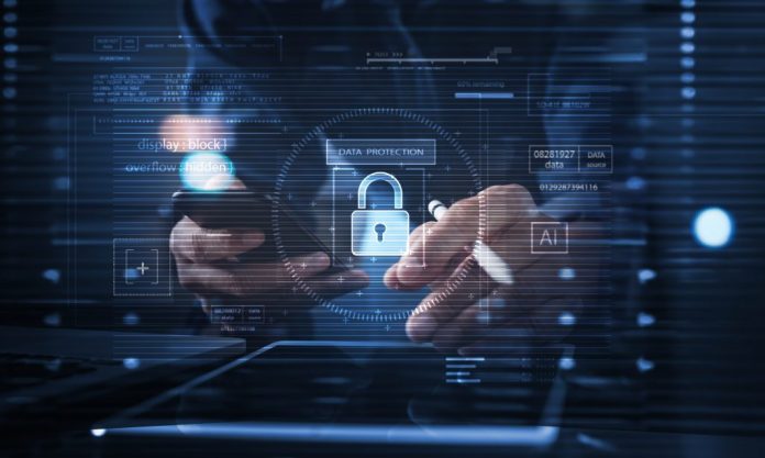 CGI image depicting a computer system with a lock